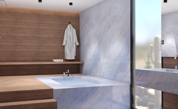 Brazilian Stone Tour: fascinar-se com a elegância dos tons azuis do mármore Cristalita Blue