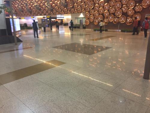 Intact granite flooring after exposure to intense moisture